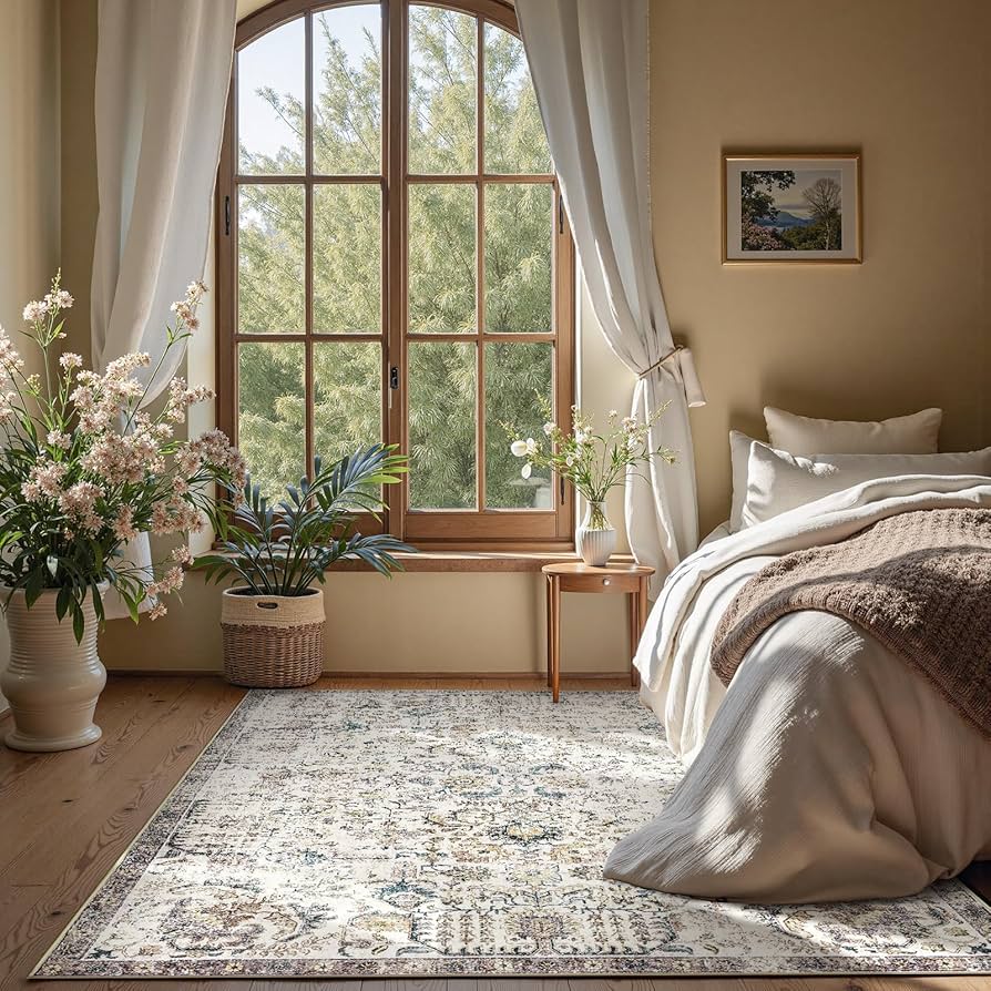 JINCHAN Area Rug 6x9 Vintage Indoor Washable Retro Accent